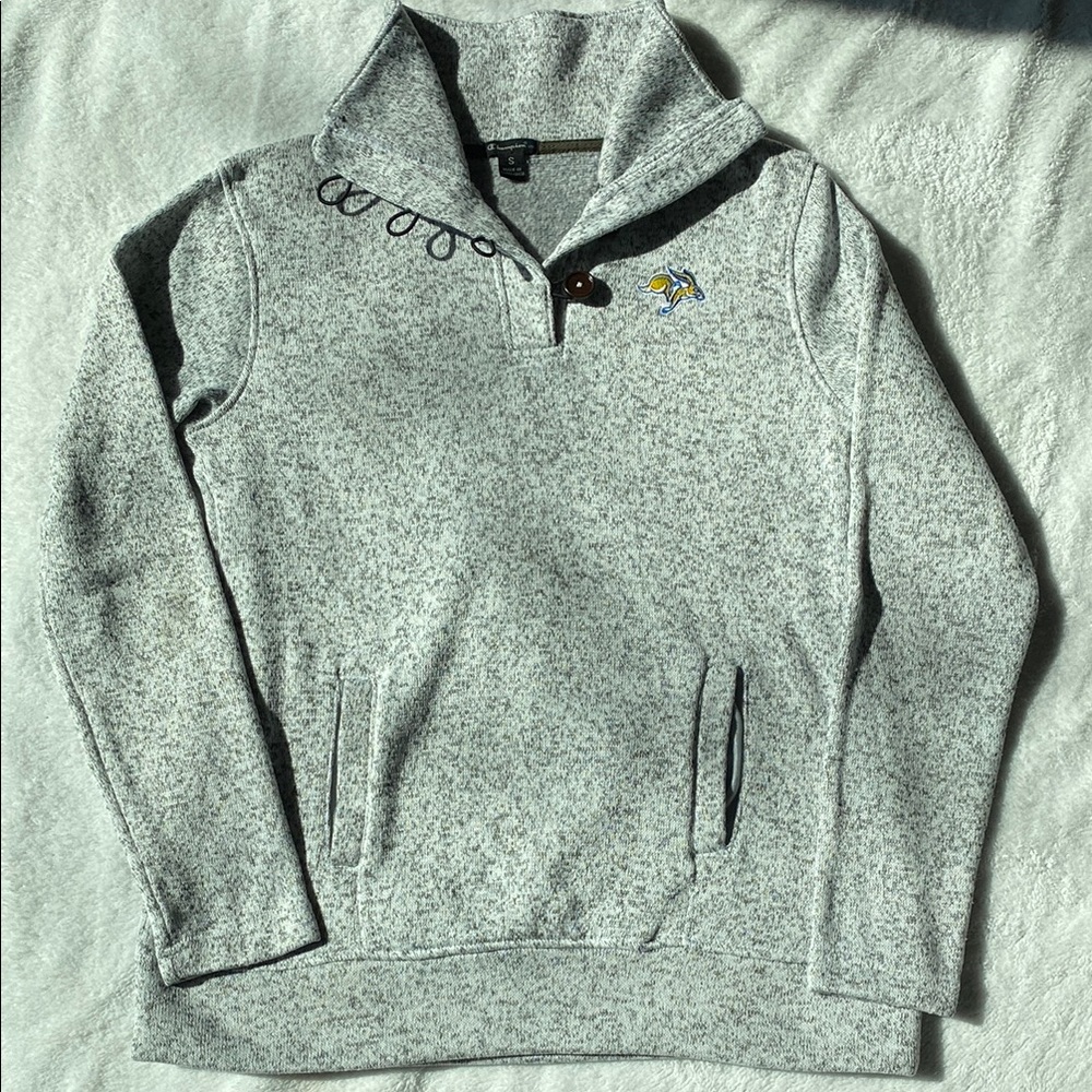 SDSU Champion Gray Button Turtle Neck Sweater Cozy Heather Design